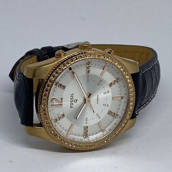 Fossil FTW5016 Women's Black Leather Analog White Dial Hybrid Smart Watch RQ122 - Picture 7 of 12